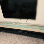 台灣檜木舊料+鐵件電視層板